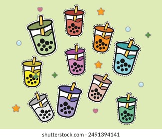 Bubble Tea icon set design