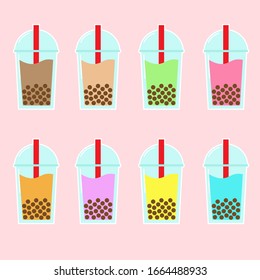 Bubble tea icon sets vector illustration design