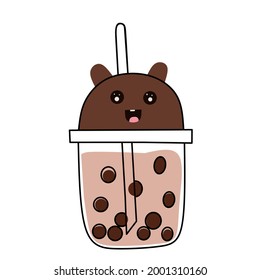 ilustración del té de burbujas, apto para íconos de bebida, logos, etc.