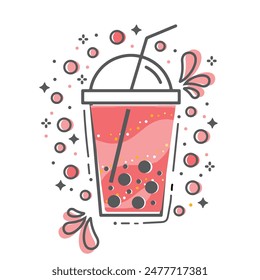 Bubble tea isolated on a white background. Illustration of smoothie or bubble tea.