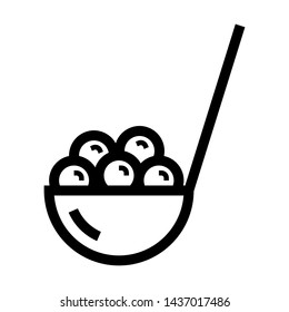 Bubble tea in the ladle. Stroke outline style. Vector. Isolate on white background.
