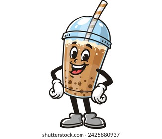 Bubble tea laugh cartoon mascot illustration character vector clip art hand drawn