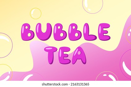 Bubble Teezersatzdesign. Banner mit hellrosa Buchstaben. Horizontales Design für Signaturen, Website-Banner, Visitenkarten, Menüabdeckung