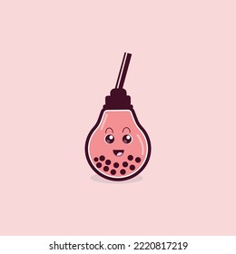 Bubble Tea Light Cute Kawaii Vector Design