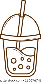 Bubble tea line art illustration. Fast food outline symbol.