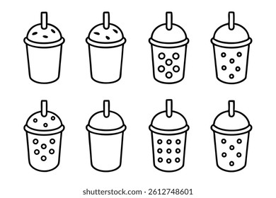 Bubble tea line art illustration for creative designs