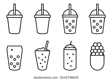 Bubble tea line art illustration for creative designs