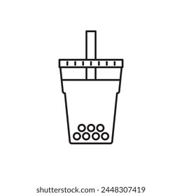 Bubble tea line icon. Boba tea with tapioca pearls. Asian Taiwanese drink. Vector illustration. 