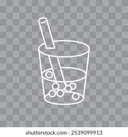 Bubble tea line icon. Boba tea with tapioca pearls. Asian Taiwanese drink. Vector illustration. 