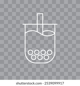 Bubble tea line icon. Boba tea with tapioca pearls. Asian Taiwanese drink. Vector illustration. 