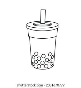 Bubble tea line icon vector