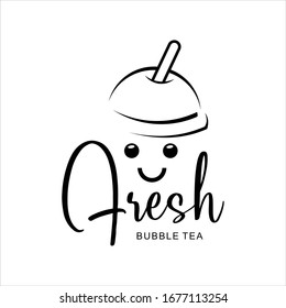 Bubble Tea Logo Boba Milk Shake Cute Mascot