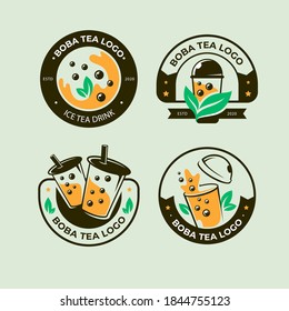 Bubble Tea Logo Business Set Collection Vector