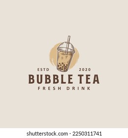 Plantilla de diseño del logotipo del té burbuja