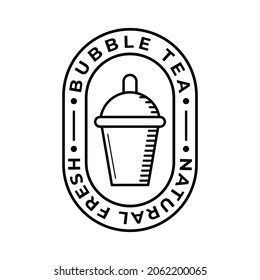 bubble tea logo. fresh milk boba icon. milkshake vector illustration
