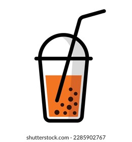 bubble tea logo icon flat vector illustration clipart