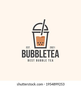 bubble tea logo template vector