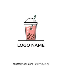 bubble tea logo vector icon graphic template design