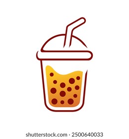 Bubble tea logo vector illustration template. Vector art illustration. Fresh milk tea boba with white background