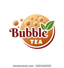 Bubble Tee Logo, Vektorgrafik-Vorlage. Emblem Blase Tee Logo. Vektorgrafik. Frischer Milchtee-Boba auf weißem Hintergrund