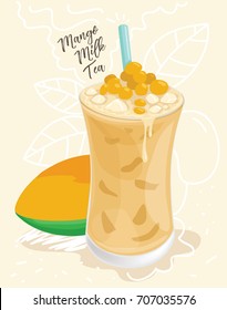 bubble tea mango vector