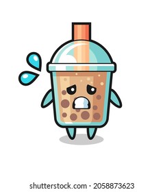 bubble tea mascot character with afraid gesture , cute style design for t shirt, sticker, logo element