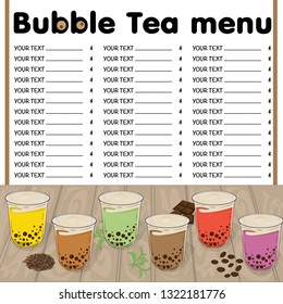 bubble tea menu graphic template