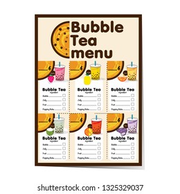 bubble tea menu graphic template
