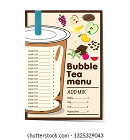 bubble tea menu graphic template