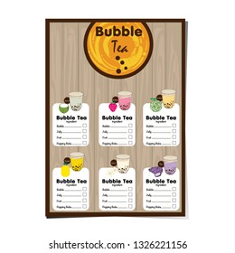 bubble tea menu graphic template