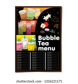bubble tea menu graphic template