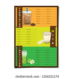 bubble tea menu graphic template