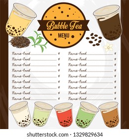 bubble tea menu graphic template