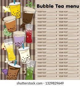 bubble tea menu graphic template