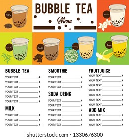 bubble tea menu graphic template