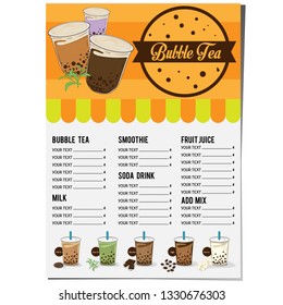 bubble tea menu graphic template