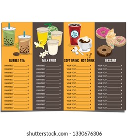 bubble tea menu graphic template