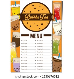 bubble tea menu graphic template