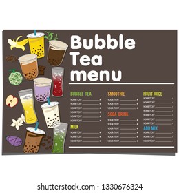 bubble tea menu graphic template