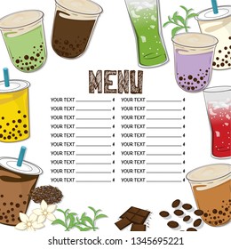 bubble tea menu graphic template