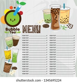 bubble tea menu graphic template