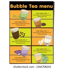 bubble tea menu graphic template