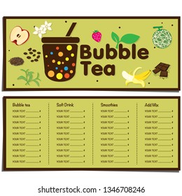 bubble tea menu graphic template