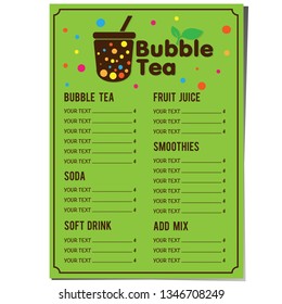 bubble tea menu graphic template