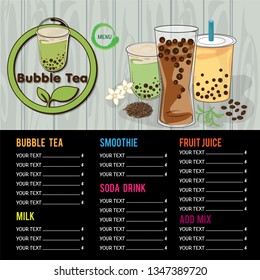 bubble tea menu graphic template