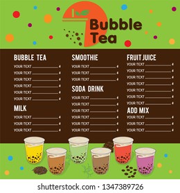 bubble tea menu graphic template