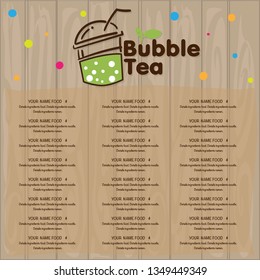 bubble tea menu graphic template