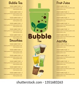 bubble tea menu graphic template