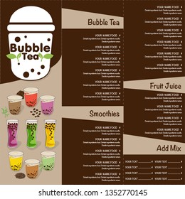 Bubble Tea Menu Graphic Template