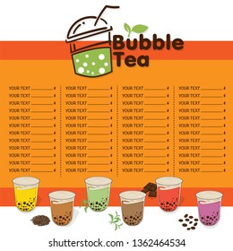 bubble tea menu graphic template